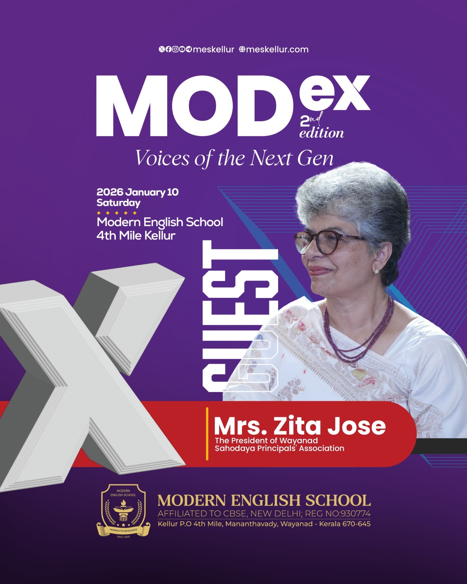 MODex 2nd Edition — Guest Mrs. Zita Jose, President Wayanad Sahodaya Principals' Association
